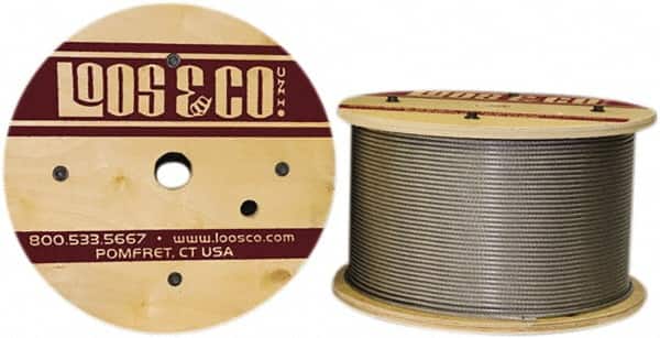 Loos & Co. SC013VA02-0250S 1/16" x 3/64" Diam, Stainless Steel Wire Rope 