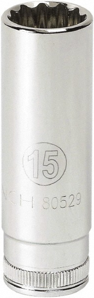 GEARWRENCH 3/8" Drive, Deep Hand Socket - 12 Points, 2-1/2" OAL, Alloy Steel, Chrome Finish | Part #80520D