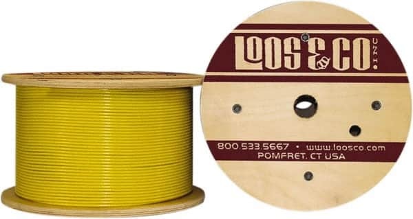 480 lbs Breaking Strength 1/8 Coated OD 7x7 Strand Core Vinyl Coated 1/16 Bare OD Loos Galvanized Steel Wire Rope 50 Length Yellow