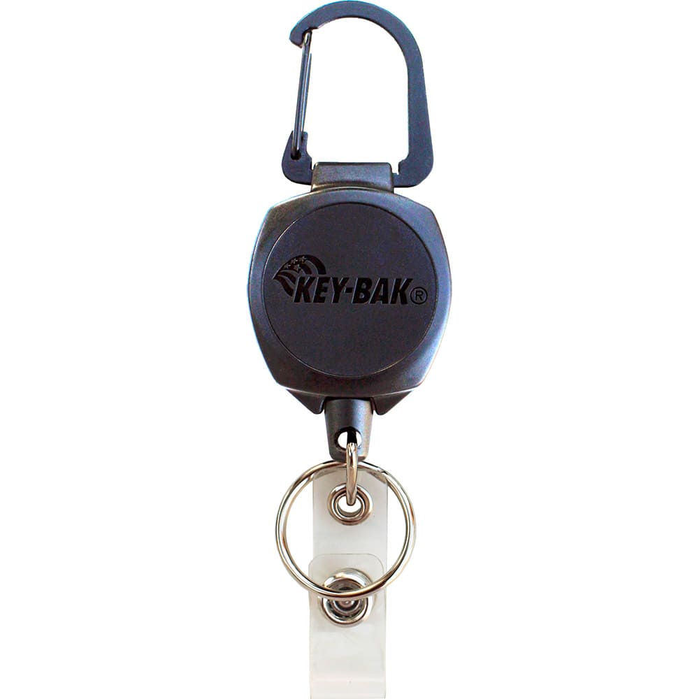 Key-bak Key Control, Type: Retractable Key Chain & ID Holder, Number of Keys: 5, Color: Black, Width (Inch): 3/4 | Part #0KB1-0A21