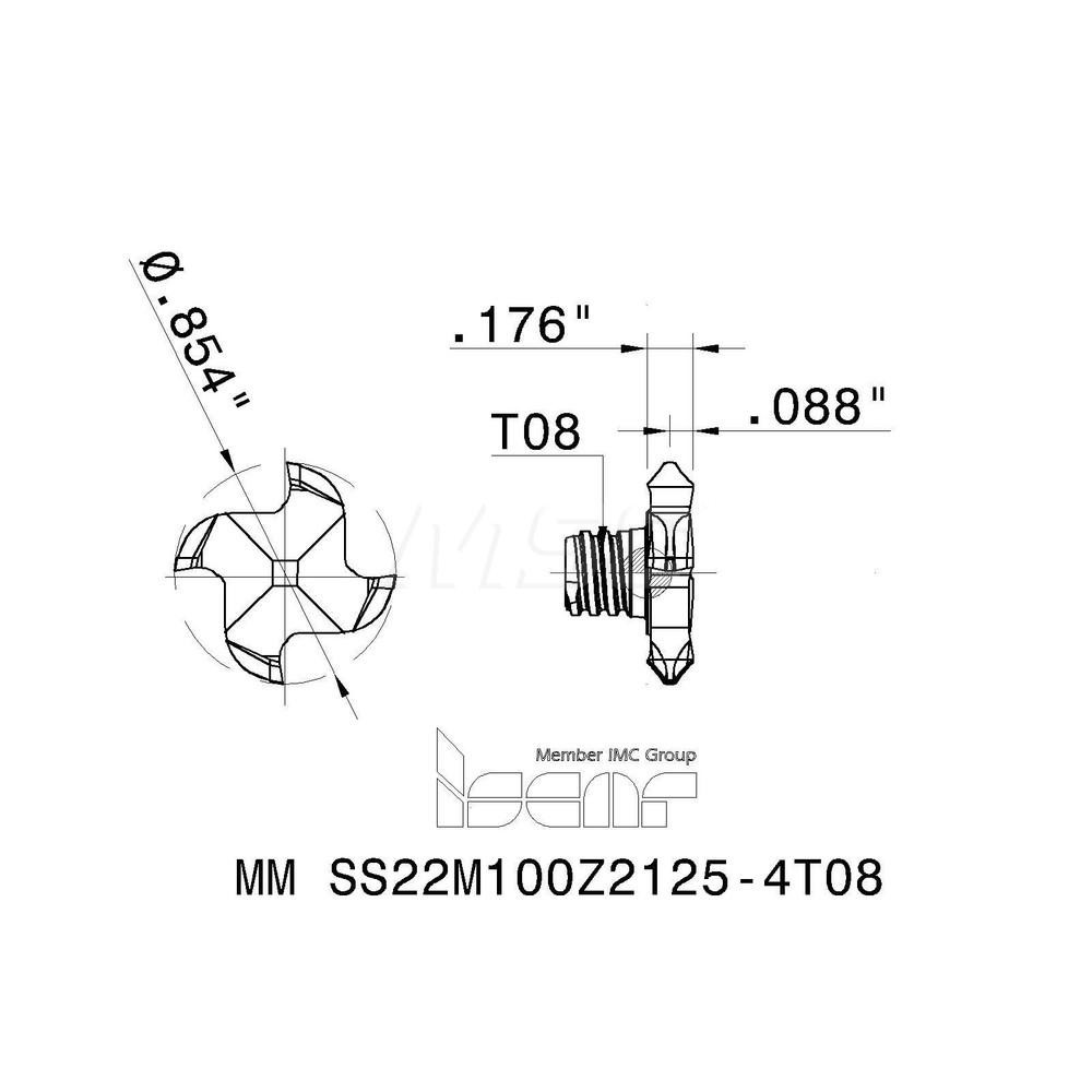 Iscar MMSS22M100Z21254T08 Carbide Groove Milling Tip Insert