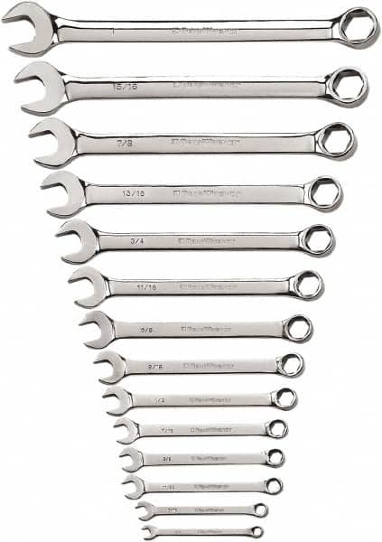 GEARWRENCH 81924 Combination Wrench Set: 14 Pc, 1/2" 1/4" 11/16" 13/16" 15/16" 3/4" 3/8" 5/16" 5/8" 7/16" 7/8" & 9/16" Wrench, Inch 