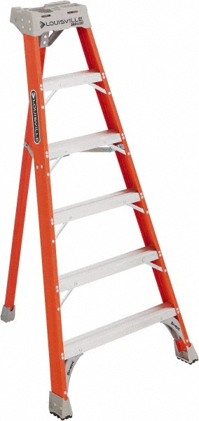 5 Step Fiberglass Foldable Step Ladder: Type IA 300 lb Capacity 6' Height - 43" Base Spread