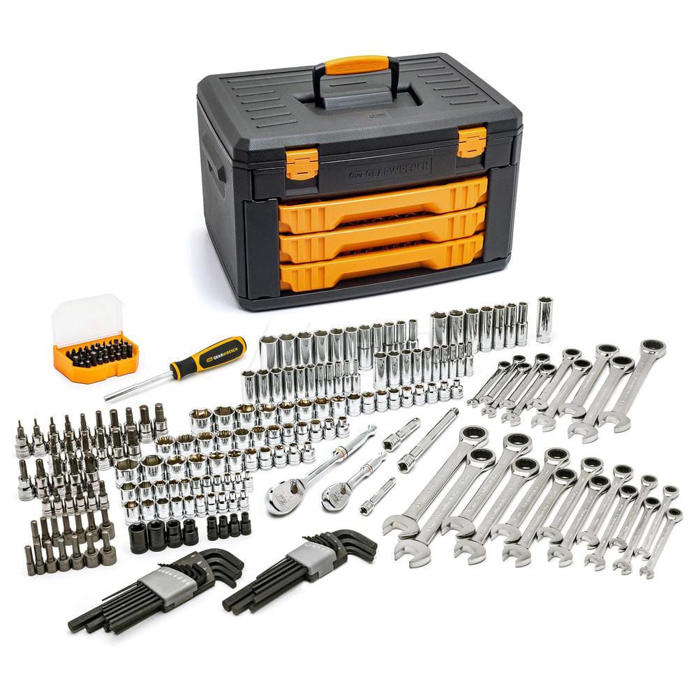 GearWrench Combination Hand Tool Set: 232 PC, Mechanic's Tool Set - Comes in Blow Molded Case w/ 3 Drawers | Part #80944