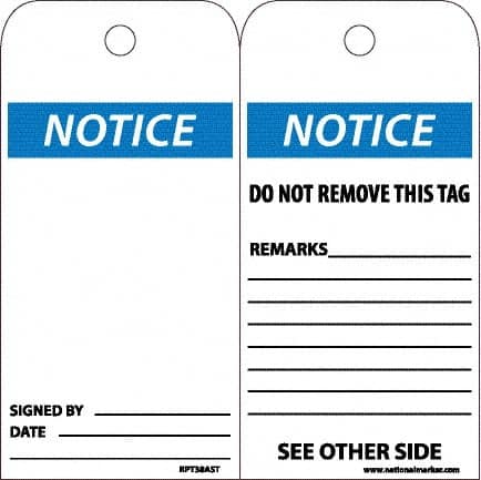 Accident Prevention Tag: Rectangle, 6" High, Poly, "Danger"