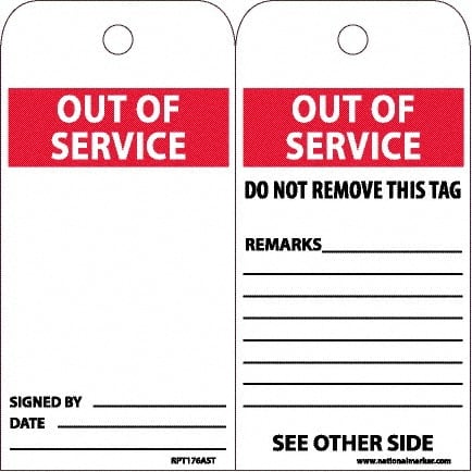 Accident Prevention Tag: 6" High, Synthetic Paper, "Blank"