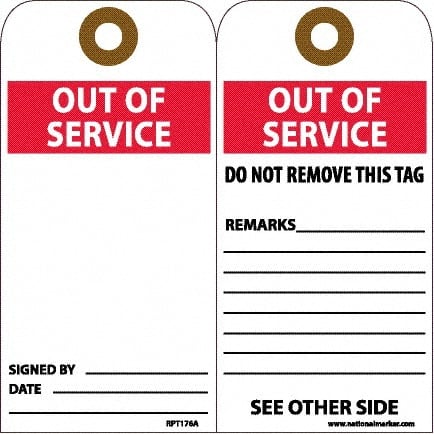 Accident Prevention Tag: Rectangle, 6" High, Unrippable Vinyl, "Danger"
