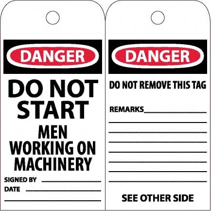Lot of 5 Safety Lockout Tagout Tags "Do Not Operate Men Working" Red 