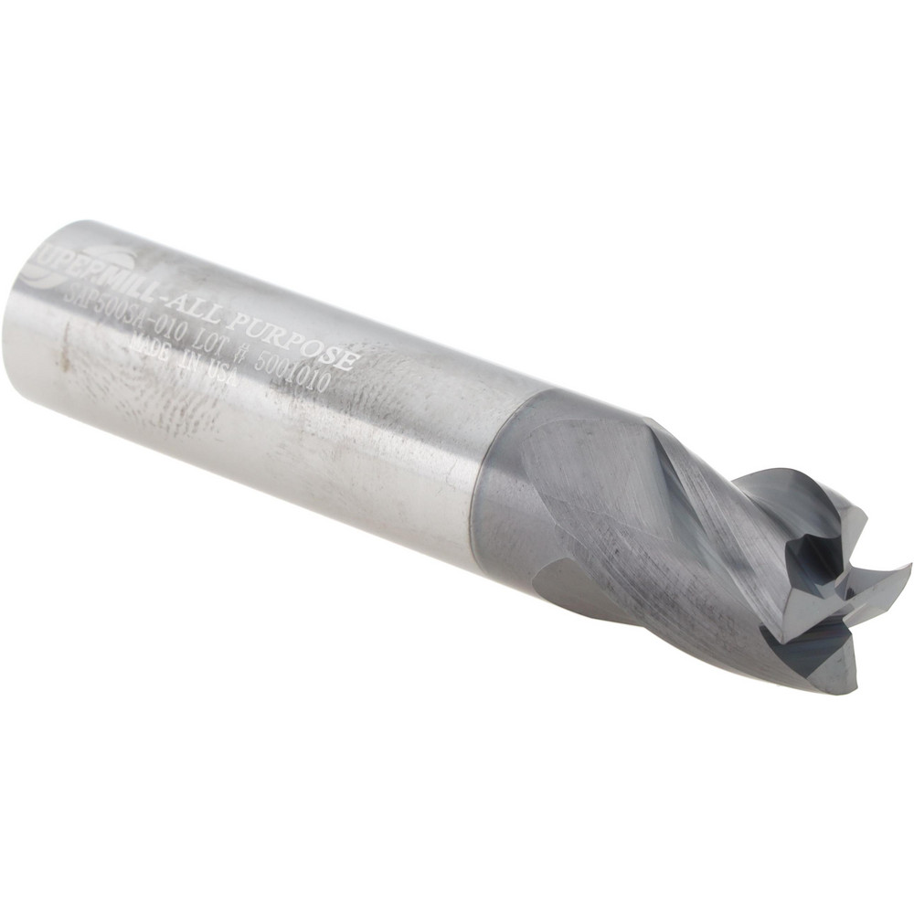 Corner Radius End Mill: 1/2" Dia, 5/8" LOC, 0.0100" Radius, 4 Flute, Solid Carbide