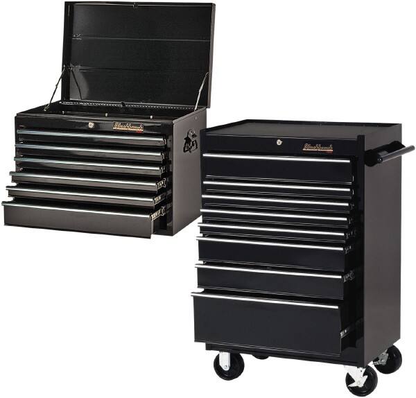 8 Drawer, 2 Piece, Black Steel Top Chest/Roller Cabinet Combo