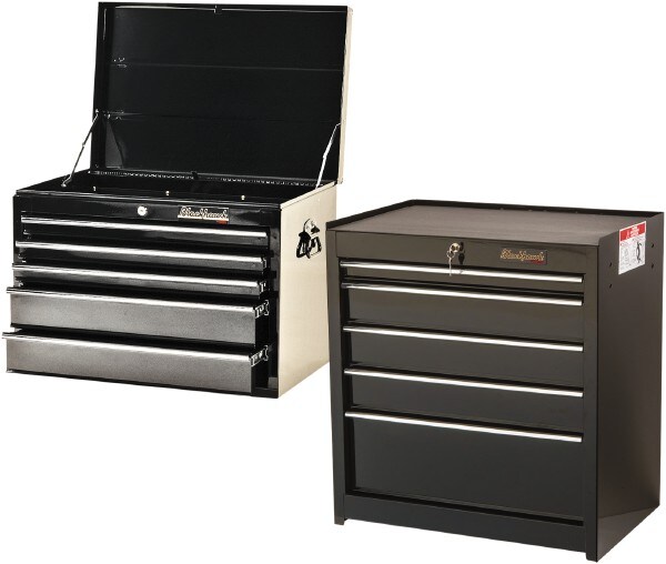 Blackhawk By Proto 5 Drawer 2 Piece Black Steel Top Chest