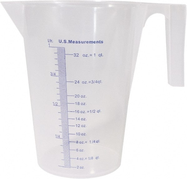 RW Base 1 Pint Measuring Jars, 10 Durable Measuring Beakers - Metric and Imperial Units, V-Shaped Spout, Clear Plastic Measuring Cups, Handle with Thu