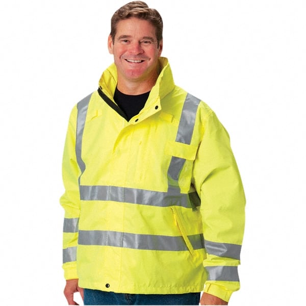 PIP 353-2000-LY/XL Rain Jacket: Size X-Large, High-Visibility Yellow, Polyester 
