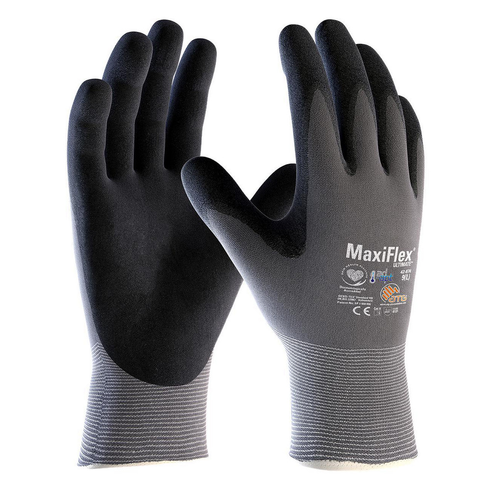 General Purpose Work Gloves: Medium, Nitrile Coated, Nylon