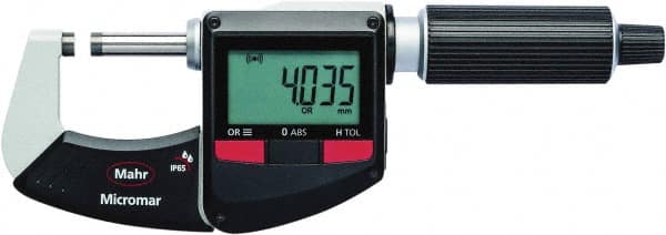 Electronic Outside Micrometer: 1", Carbide Tipped Measuring Face, IP65