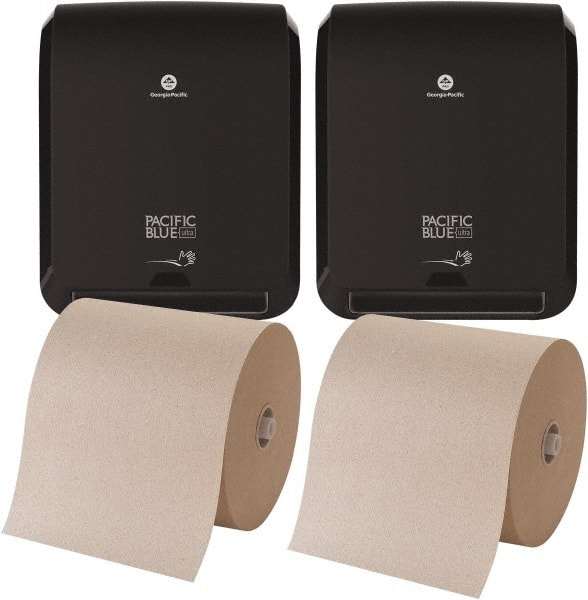 Paper Towel & Dispenser Set with 2 Dispensers & 2 Cases of (6) Rolls per Case of 1-Ply Brown Paper Towels