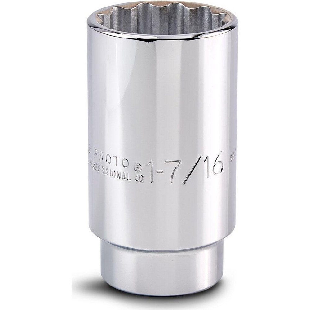 Deep Hand Socket: 1-7/16" Socket, 12-Point