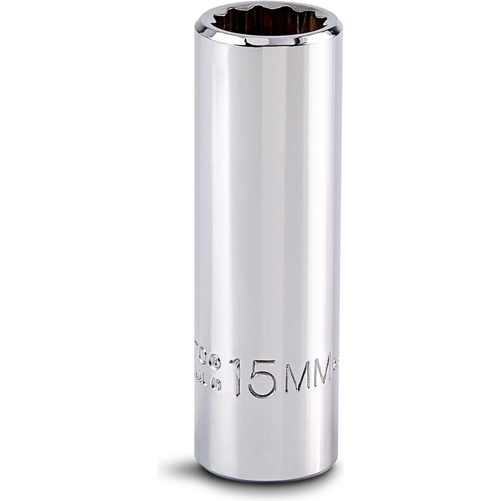 Deep Hand Socket: 15 mm Socket, 12-Point
