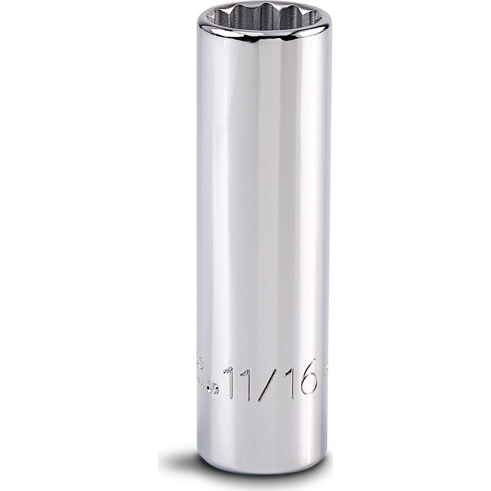 Deep Hand Socket: 11/16" Socket, 12-Point