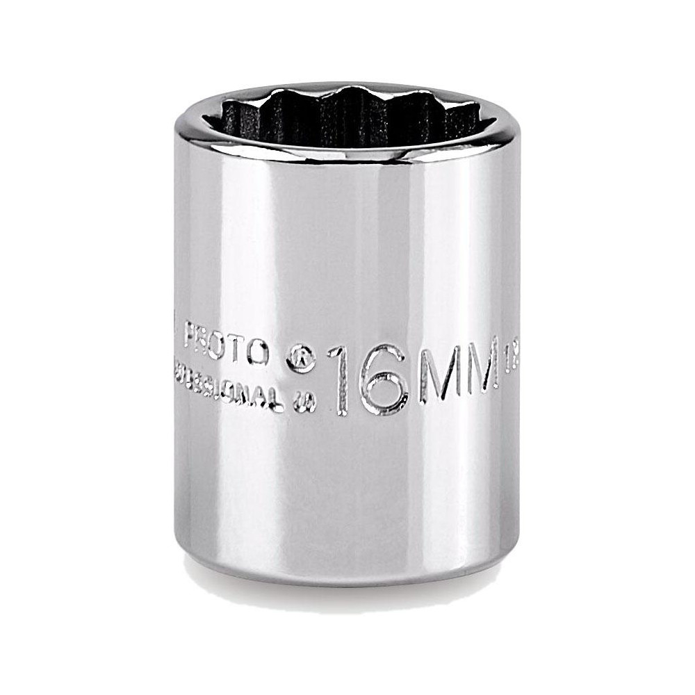 Standard  Hand Socket: 3/8" Drive, 16.00 mm Socket, 12-Point - Chrome Finish