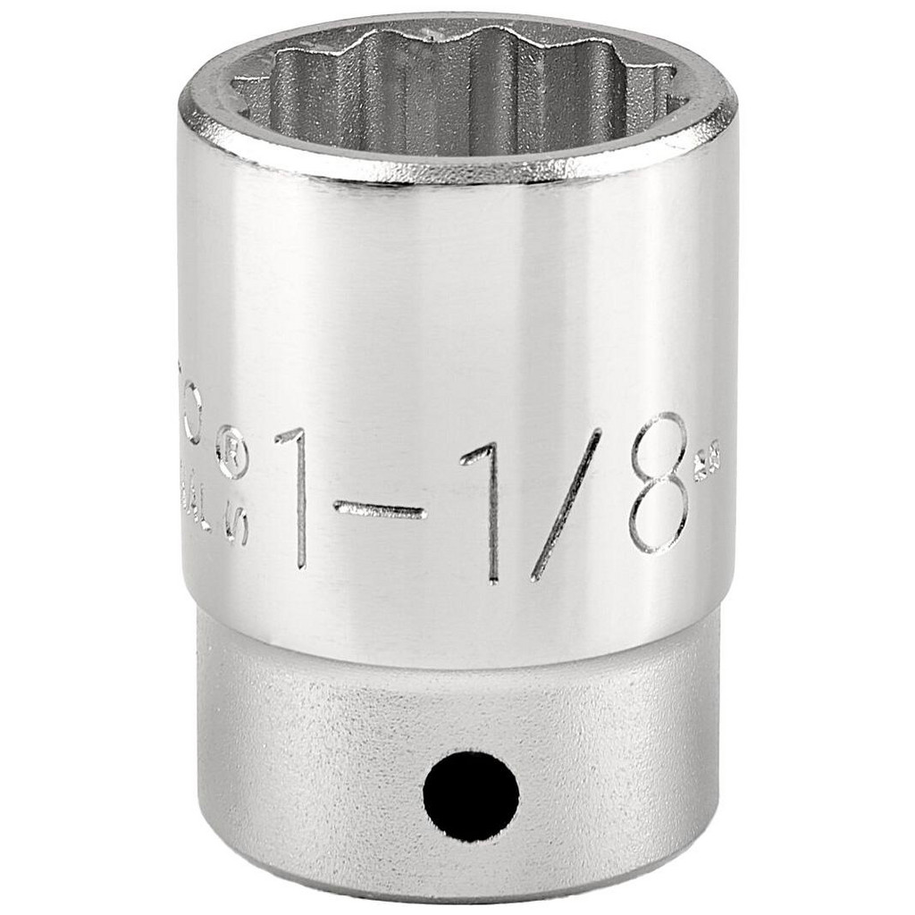 DEWALT 1/2 Inch Drive 12-Point Socket – 1 1/8 Inch, DirectTorque Technology, Chrome Vanadium Finish, Knurled Grip, Lifetime Warranty