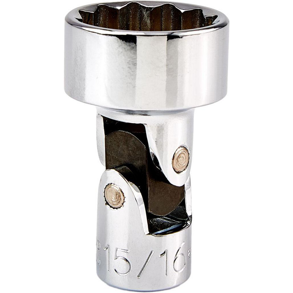 Flex  Hand Socket: 3/8" Drive, 15/16" Socket, 12-Point - 1-61/64" OAL, Chrome Finish, Not Tether Capable
