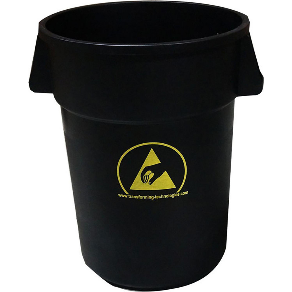 Transforming Technologies - Trash Can: 44 gal, Round, Black | MSC