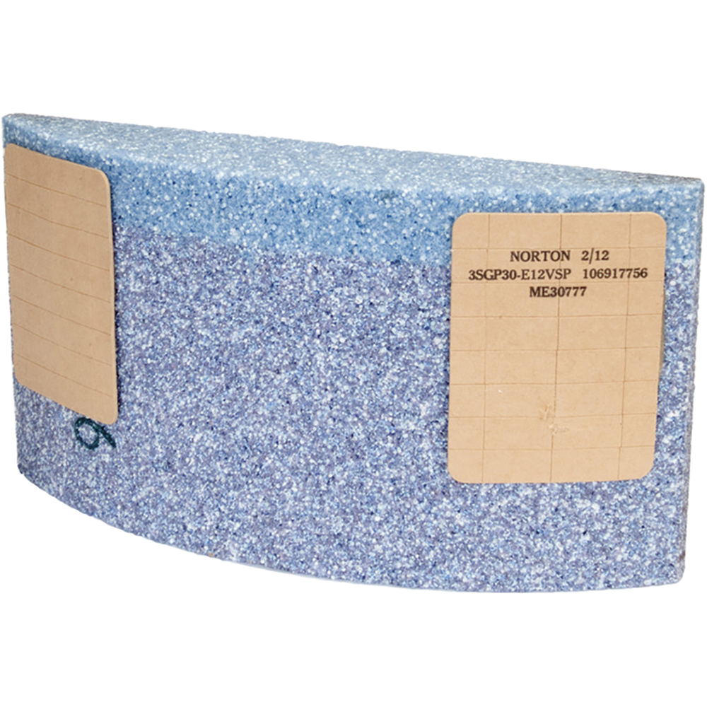 Surface Grinding Segment: 11-1/4" Wide, 6" High, 2-1/4" Thick - Ceramic, 30 Grit, Hardness E, Blue Print ME30777