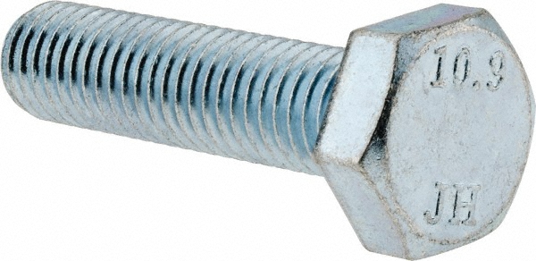 Value Collection 460076PR Hex Head Cap Screw: M10 x 1.50 x 40 mm, Grade 10.9 Steel, Zinc-Plated Image