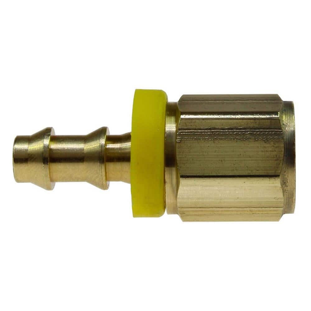 Barbed Push-On Hose Female Connector: 1/4" NPT, Brass, 1/4" Barb