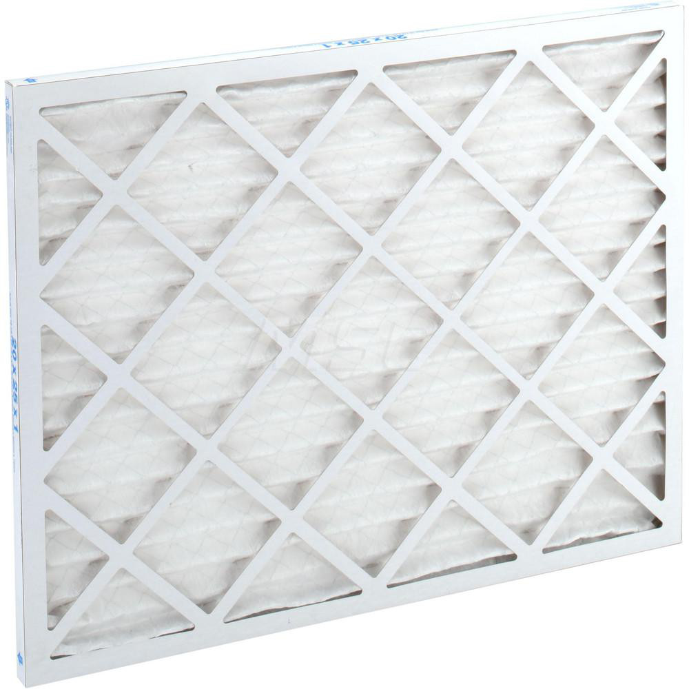 Pleated Air Filter: Wire-Backed Pleated, MERV 8, Synthetic, 35% Efficient, 20" High, 25" Wide, 1" Deep - Paperboard Frame, 300 FPM, 1050 CFM, Use with Any Unit