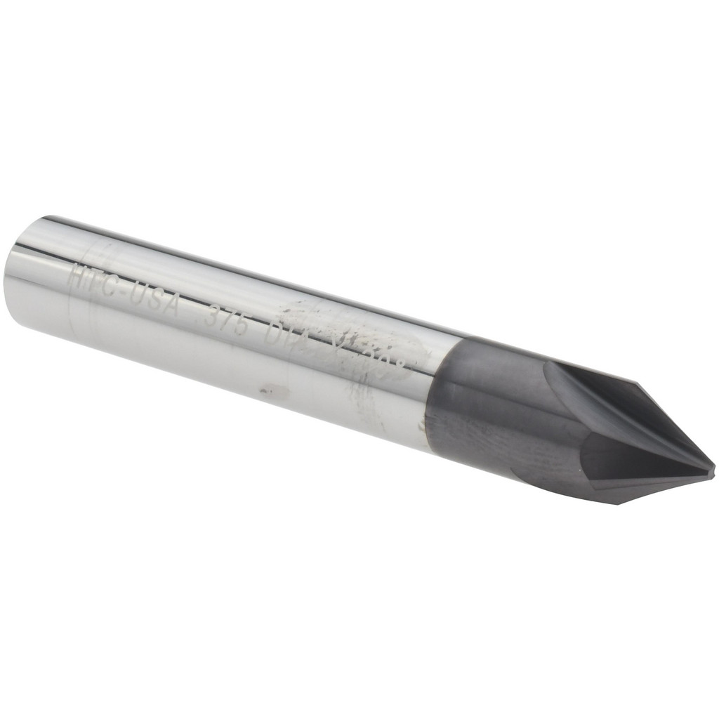 Harvey Tool Chamfer Mill: 3/8" Dia, 60 deg, 3 Flute, 3/8" Shank Dia, Solid Carbide, Single End - 2-1/2" OAL, AlTiN Coated | Part #18430-C3