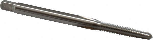 Straight Flute Tap: #4-48 UNF, 3 Flute, Taper Chamfer, 2B Class of Fit, High-Speed Steel, Bright/Uncoated Finish - 1-7/8" OAL, Right Hand, H2, Series 1001