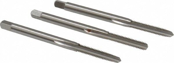 Tap Set: #5-44 UNF, 3 Flute, Bottoming Plug & Taper, High Speed Steel, Bright Finish