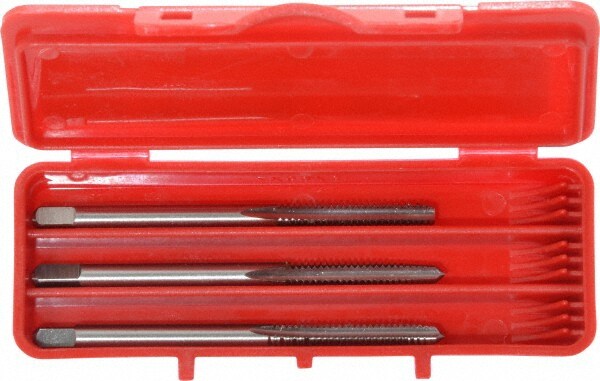 Tap Set: #6-32 UNC, 3 Flute, Bottoming Plug & Taper, High Speed Steel, Bright Finish