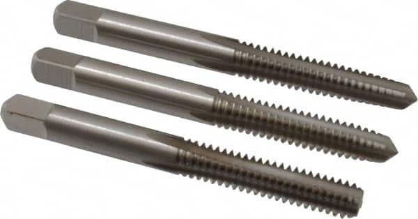 Cleveland C54447 Tap Set: 1/4-20 UNC, 4 Flute, Bottoming Plug & Taper, High Speed Steel, Bright Finish 