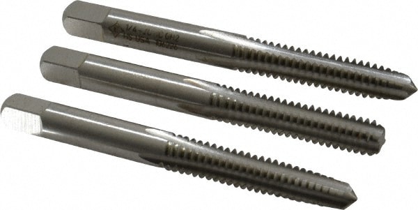 Cleveland C54452 Tap Set: 1/4-20 UNC, 4 Flute, Bottoming Plug & Taper, High Speed Steel, Bright Finish Image