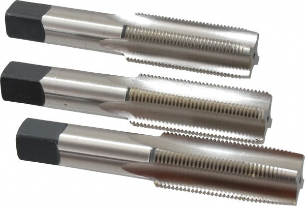 Cleveland C54936 Tap Set: 1-14 UNS, 4 Flute, Bottoming Plug & Taper, High Speed Steel, Bright Finish Image