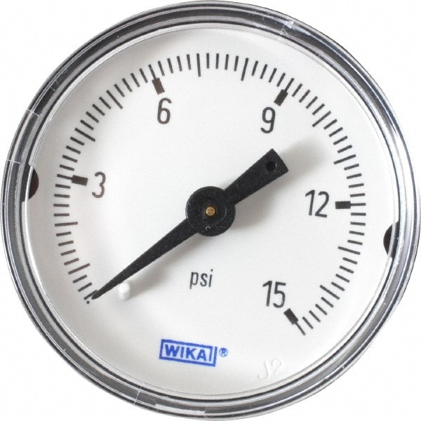 Pressure Gauge: 1-1/2" Dial, 1/8" Thread, NPT, Center Back Mount