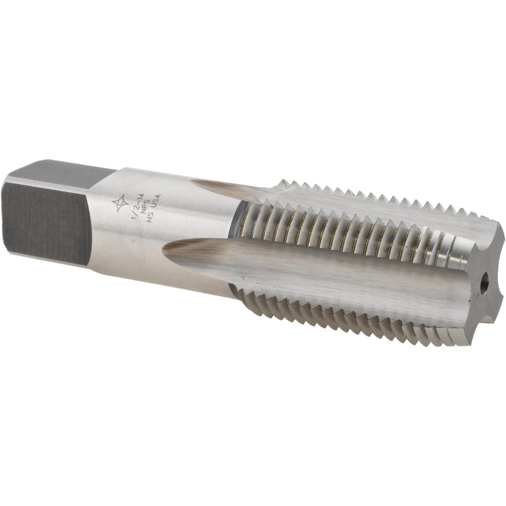 Standard Pipe Tap: 1/2-14, NPS, 4 Flutes, High Speed Steel, Bright/Uncoated