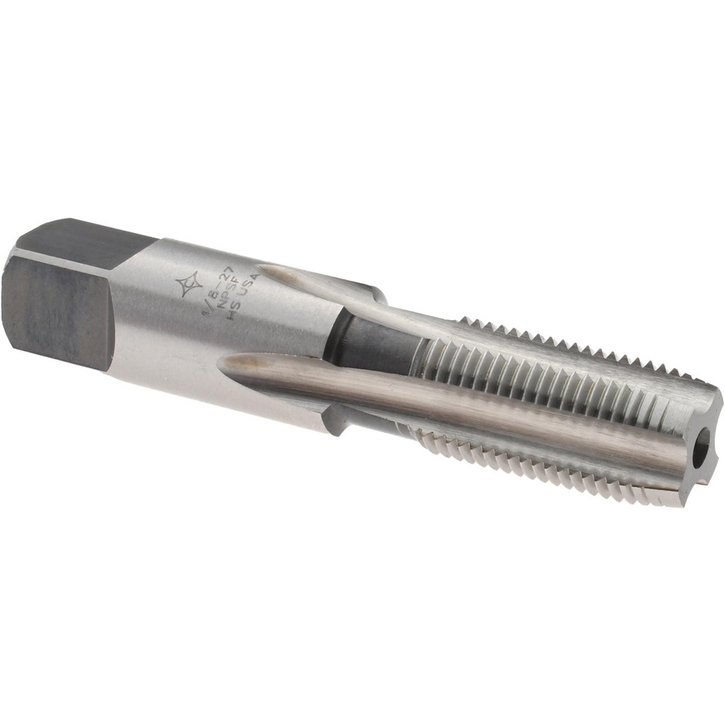 MSC Industrial | Cleveland Standard Pipe Tap: 1/8-27, NPSF, 4 to 5 Chamfer, 4 Flute, High Speed Steel, Bright/Uncoated Finish - 3/4" Thread Length