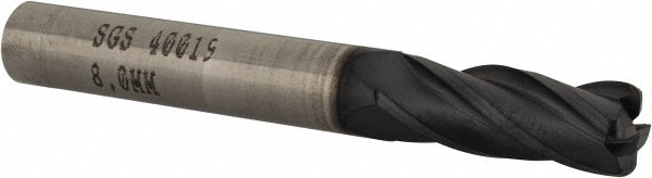 Corner Radius End Mill: 8 mm Dia, 0.787" LOC, 1.5 mm Radius, 4 Flutes, Solid Carbide