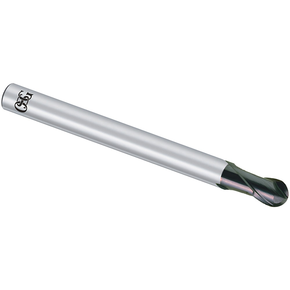 Ball End Mill: 6.00 mm Dia, 9.00 mm LOC, 2 Flute, Solid Carbide