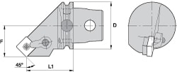 Modular Turning & Profiling Cutting Unit Head: Size KM63, 68 mm Head Length, External, Left Hand