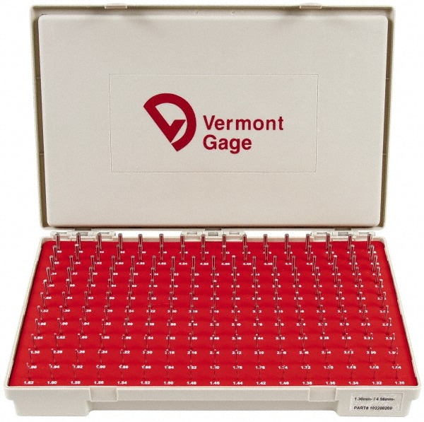 Vermont Gage 102200200 Class ZZ Plug Gage Set: 1.3 to 4.98 mm Range, 185 Pc Image