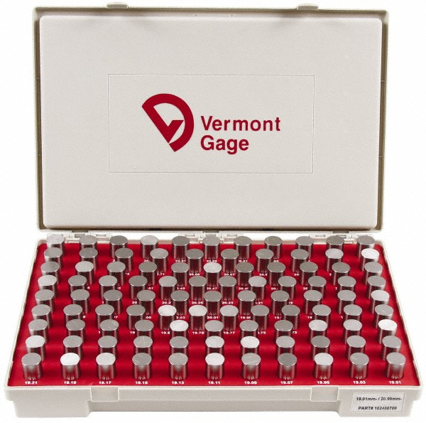 Vermont Gage Class ZZ Plug Gage Set 19.01 to 20.99 mm Range, 100 Pc MSC Industrial Supply Co.