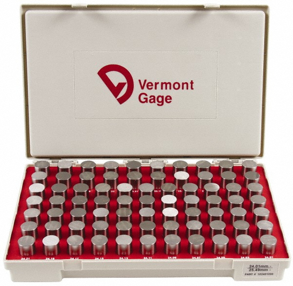 Vermont Gage 102401000 Class ZZ Plug Gage Set: 24.01 to 25.49 mm Range, 75 Pc Image