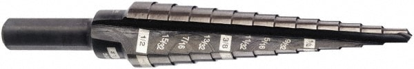 Milwaukee Tool 48-89-9201 Step Drill Bits: 1/8" to 1/2" Hole Dia, 1/4" Shank Dia, High Speed Steel, 13 Hole Sizes Image