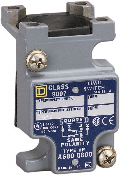 Square D 9007CO52 4.2 Inch Long, Zinc Body, Limit Switch Plug In Unit Image