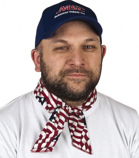 Cooling Bandana: Size Universal, Blue, Red & White, Cooling Relief, Low-Profile & Machine Washable